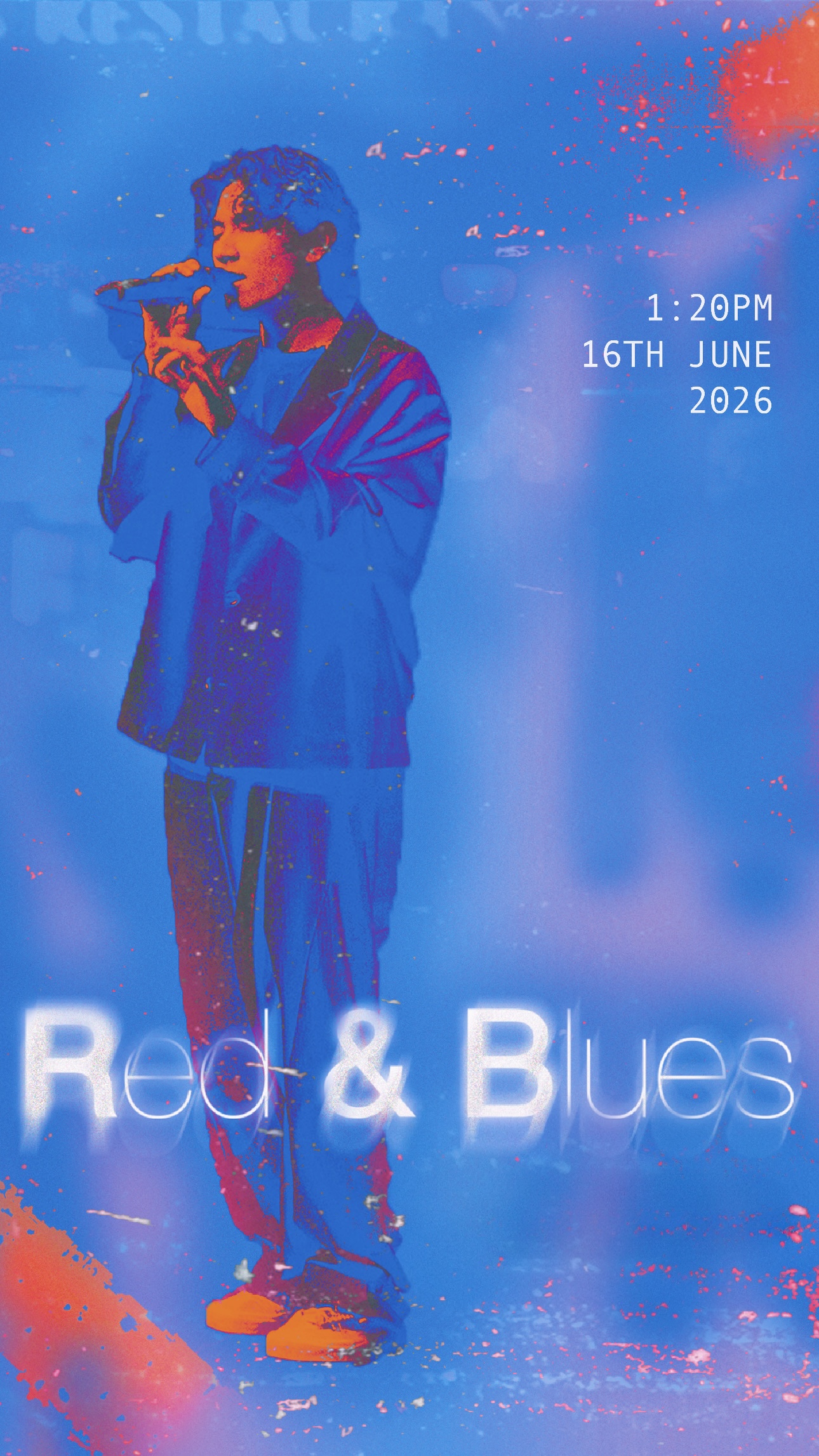 Red & Blues Recital artwork featuring KUMA in red and blue stage tones.